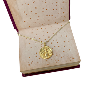 Golden bee coin necklace