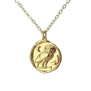 Owl wax seal coin necklace
