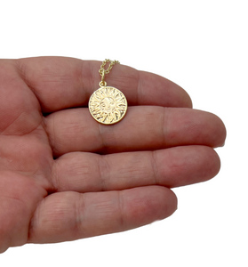 Aztec sun coin necklace