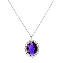 Load image into Gallery viewer, Magical royal purple cameo pendant silver necklace