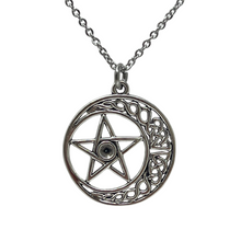 Load image into Gallery viewer, Crescent moon star pendant necklace