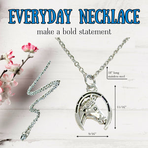 Horse necklace horseshoe pendant