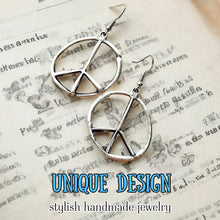 Load image into Gallery viewer, Peace sign hoop earrings peace symbol charm
