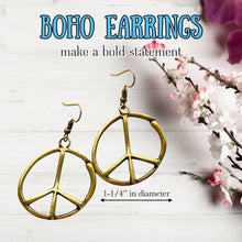 Load image into Gallery viewer, Peace sign hoop earrings peace symbol charm