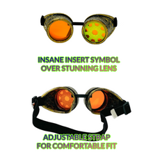 Load image into Gallery viewer, Steampunk Mad Scientist goggles gear cosplay glasses neon lenses Antique gold