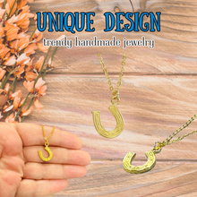 Load image into Gallery viewer, Horseshoe necklace gold plated minimalist jewelry