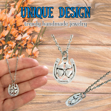 Load image into Gallery viewer, Clover shamrock necklace horseshoe jewelry