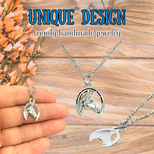 Horse necklace horseshoe pendant