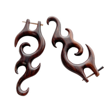 Load image into Gallery viewer, Tribal Organic Wooden Cool Stud edgy Earrings Fake Gauges bohemian
