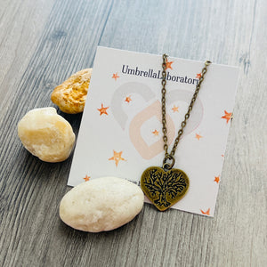 Tree of life necklace bohemian hippy heart jewelry