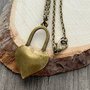 Love lock heart necklace