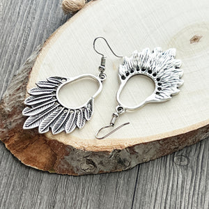 Feather dangle earrings bohemian jewelry