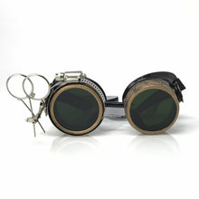 Load image into Gallery viewer, Steampunk Goggles with magnifying loupes black lenses