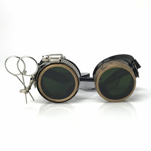 Steampunk Goggles with magnifying loupes black lenses