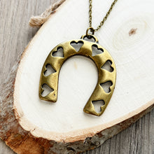 Load image into Gallery viewer, Horseshoe necklace bronze tone