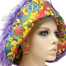 Load image into Gallery viewer, colorful peace symbol earrings rainbow festival jewelry