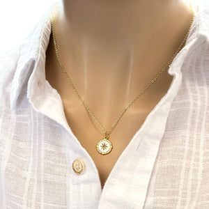 North star gold coin necklace