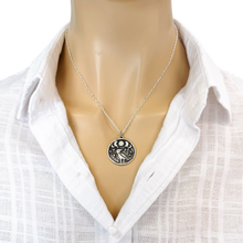Load image into Gallery viewer, Crow coin necklace, Moon Phase Lunar Cycle Charm Pendant