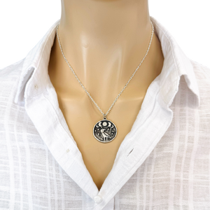 Crow coin necklace, Moon Phase Lunar Cycle Charm Pendant