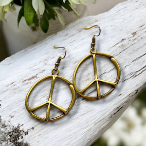 Peace sign hoop earrings peace symbol charm