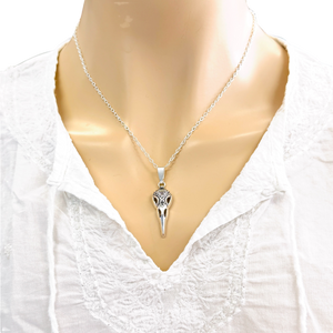 Crow skull necklace silver
