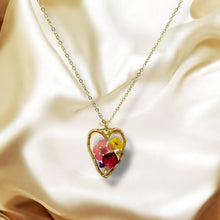 Load image into Gallery viewer, Pressed flower gold plated necklace Hibiscus flower jewelry