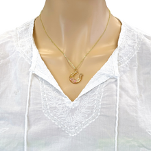 Load image into Gallery viewer, Pressed flower gold plated necklace horseshoe flower jewelry