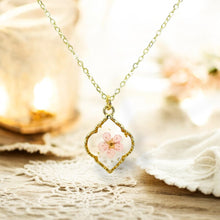 Load image into Gallery viewer, Pressed flower gold plated necklace wildflower bohemian jewelry
