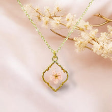 Load image into Gallery viewer, Pressed flower gold plated necklace wildflower bohemian jewelry