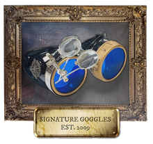 Load image into Gallery viewer, Handmade Victorian Steampunk Goggles with Loupe - blue, red, purple, black, clear, green, light blue lenses