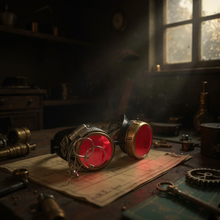Load image into Gallery viewer, Steampunk goggles with spiral diffraction lenses and clip-on ocular loupe magnifier retro futuristic eyewear