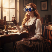 Load image into Gallery viewer, handmade steampunk goggles with magnifying loupe kaleidoscope lenses multi color blue red green purple cyberpunk rave eyewear blue lenses