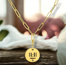 Load image into Gallery viewer, 1111 angel number necklace paper clip chain