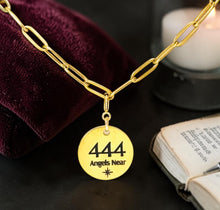 Load image into Gallery viewer, 444 angel number necklace paper clip chain