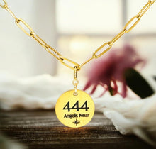 Load image into Gallery viewer, 444 angel number necklace paper clip chain