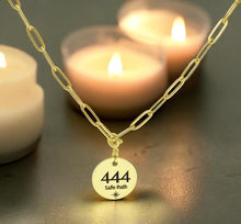 Load image into Gallery viewer, 444 angel number necklace paper clip chain 