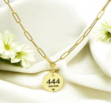 Load image into Gallery viewer, 444 angel number necklace paper clip chain 