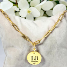 Load image into Gallery viewer, 1111 Angel Number Necklace, Manifest Charm, 18K Gold Spiritual Jewelry