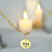 Load image into Gallery viewer, 444 angel number necklace paper clip chain
