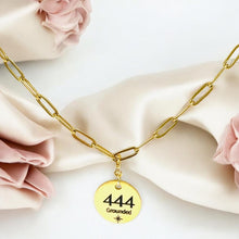 Load image into Gallery viewer, 444 angel number necklace paper clip chain
