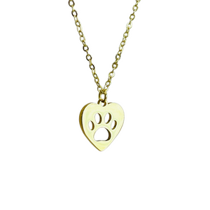 Paw print necklace gold plated dog or cat jewelry