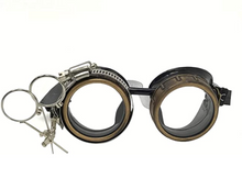 Load image into Gallery viewer, Steampunk Goggles with magnifying loupes crystal clear prism diffraction lenses