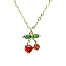 Load image into Gallery viewer, Cherry minimalist fruit necklace