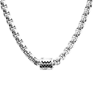 Horoscope stainless steel box chain zodiac necklace for men