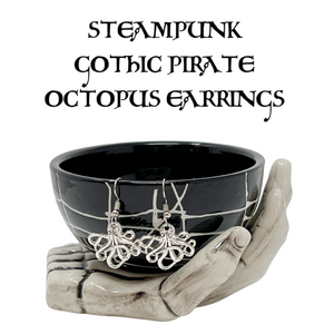 Octopus earrings silver or bronze