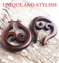 Load image into Gallery viewer, African tribal wood earrings