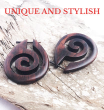 Load image into Gallery viewer, African queen tribal wood earrings
