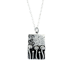 Mushroom necklace unique bohemian jewelry silver or bronze