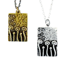 Load image into Gallery viewer, Mushroom necklace unique bohemian jewelry silver or bronze