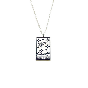Tarot card necklace, sun, moon, star, fortune, silver magic jewelry